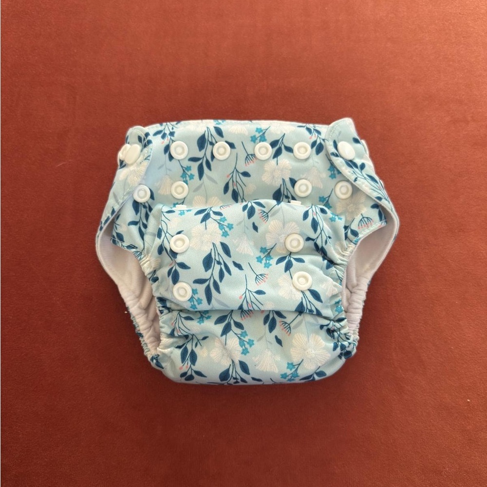Leafy Blue Baby Diaper Cover